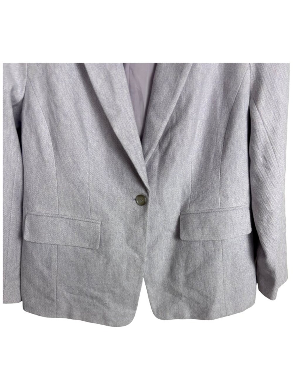 LOFT Plus Herringbone Elbow Patch Blazer Women 14 Plus Lavender Workwear Chic - Picture 4 of 10